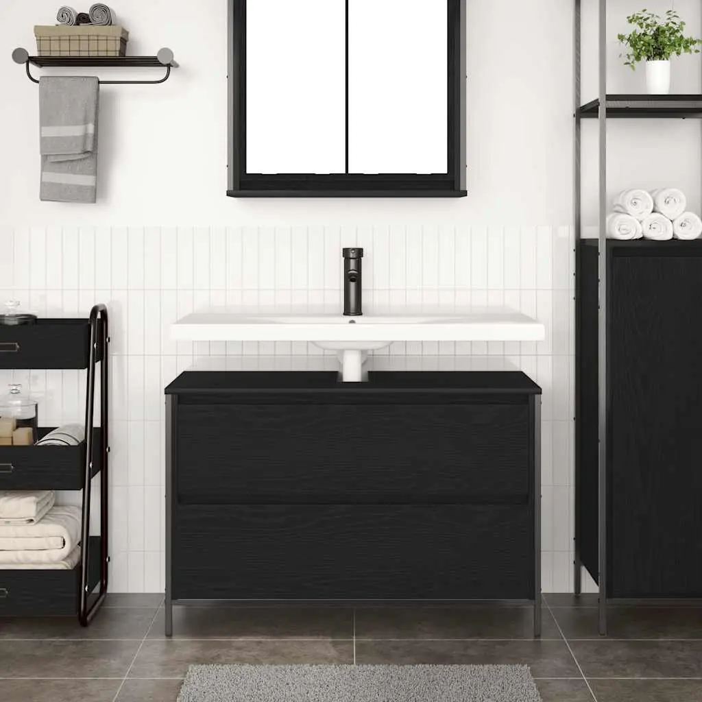 Bathroom Vanity Unit Basin Cabinet Storage 90x34.5x60cm Black Oak