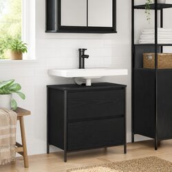 Bathroom Vanity Cabinet with Drawers Black Oak Storage Basin Unit 60x34.5x60cm