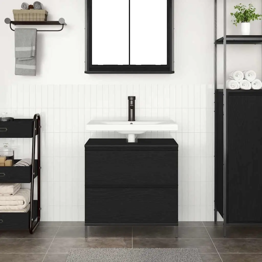 Bathroom Vanity Cabinet Storage Unit 60x34.5x60cm Black Oak