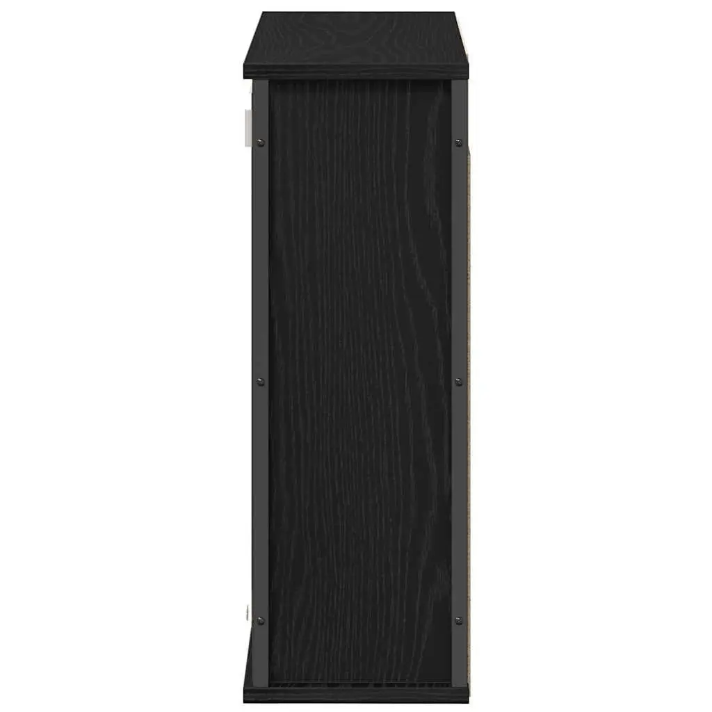 Bathroom Wall Cabinet with Mirror Storage Unit 60x21x60cm Black Oak