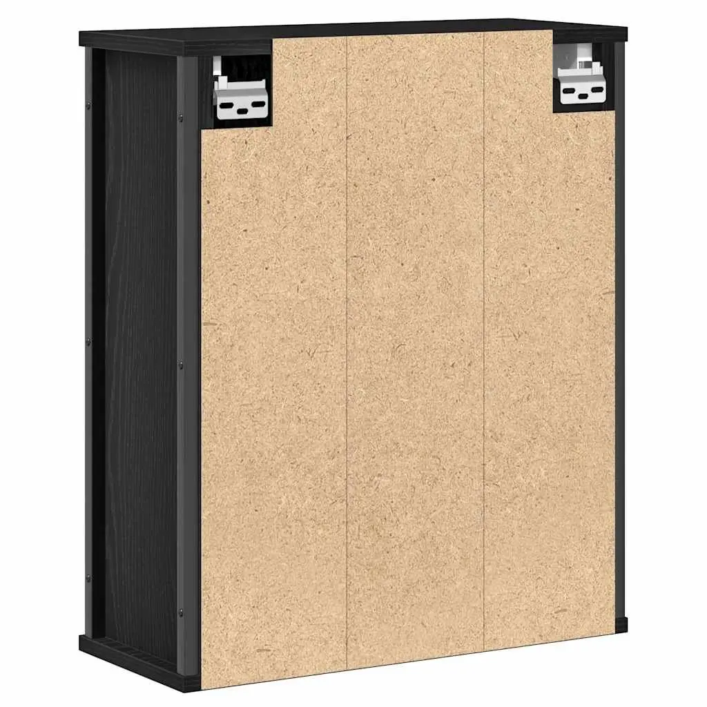 Bathroom Wall Cabinet Black Oak Storage Vanity Unit with Mirror 50W x 21D x 60H cm