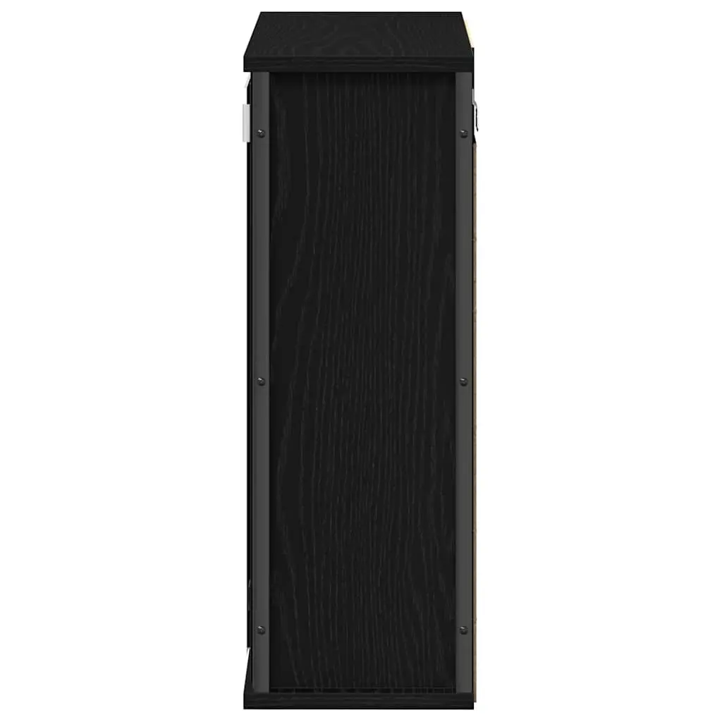 Bathroom Wall Cabinet Black Oak Storage Vanity Unit with Mirror 50W x 21D x 60H cm