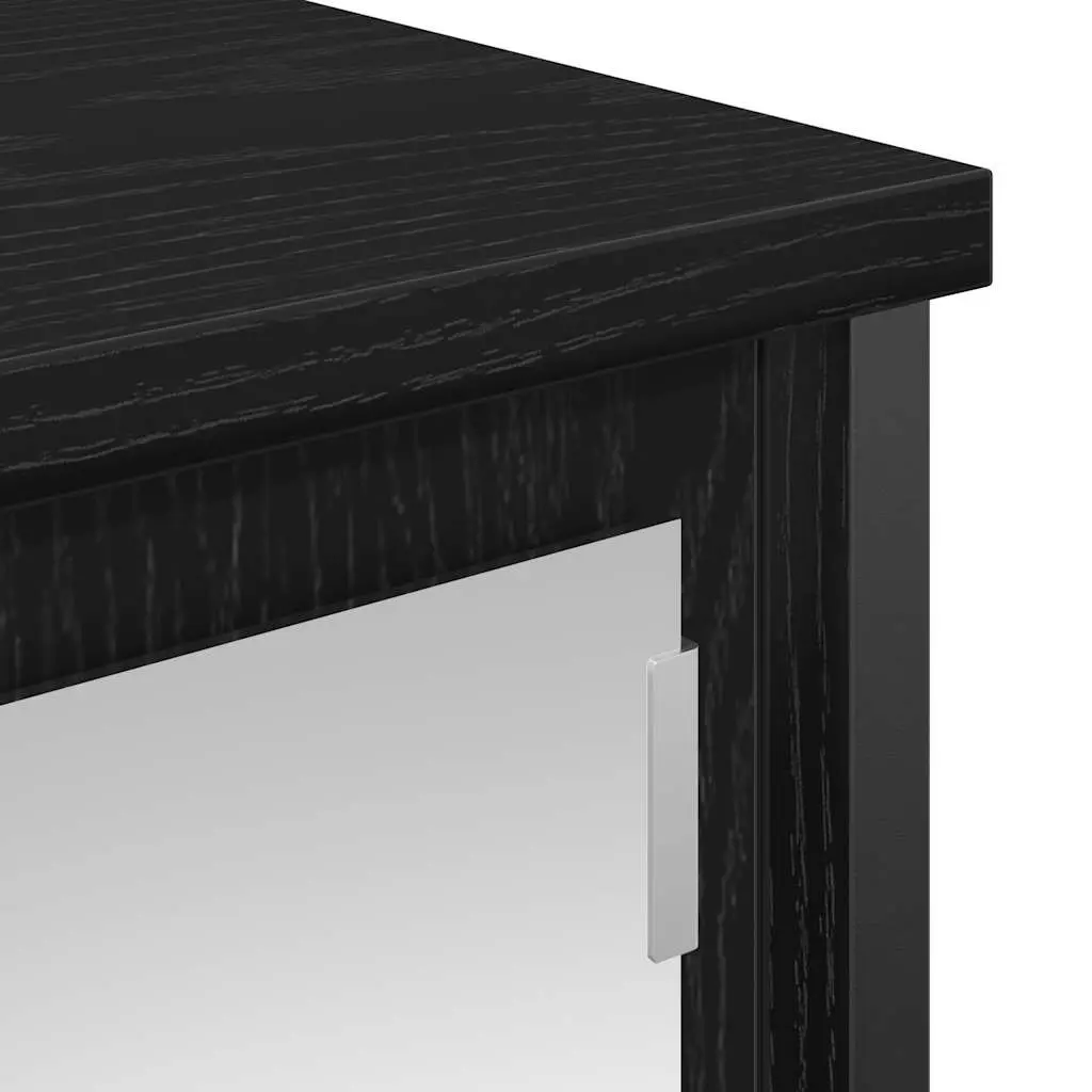 Bathroom Wall Cabinet Black Oak Storage Vanity Unit with Mirror 50W x 21D x 60H cm