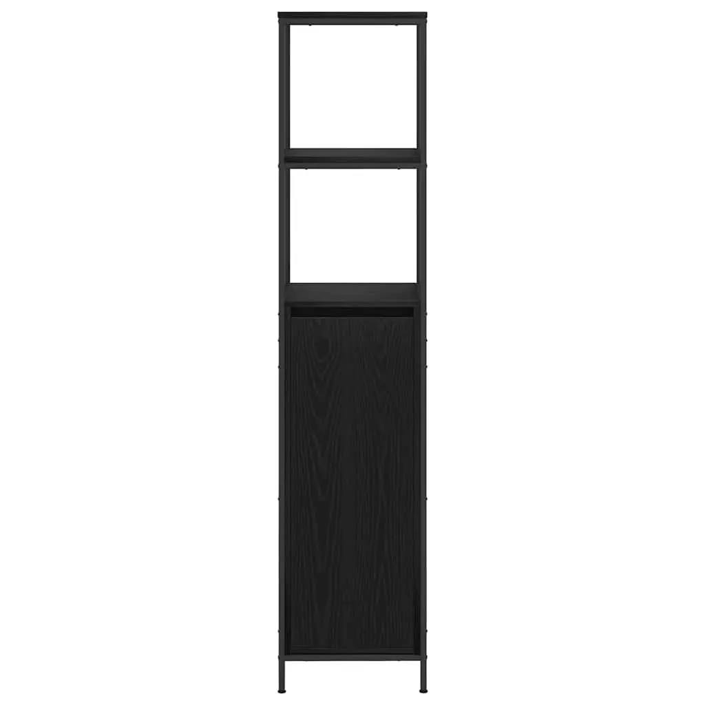 Bathroom Vanity Cabinet Black Oak Storage Organiser 36x35x165cm