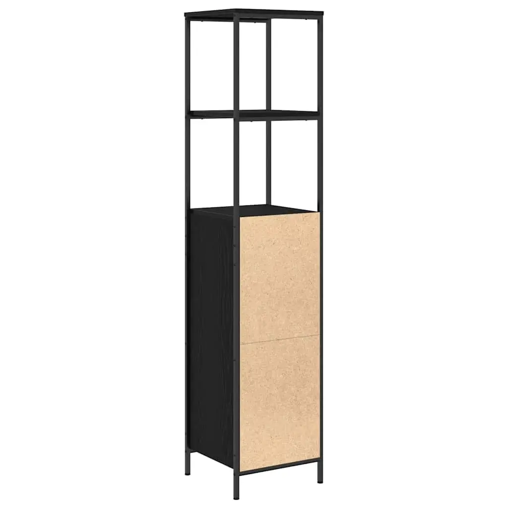 Bathroom Vanity Cabinet Black Oak Storage Organiser 36x35x165cm