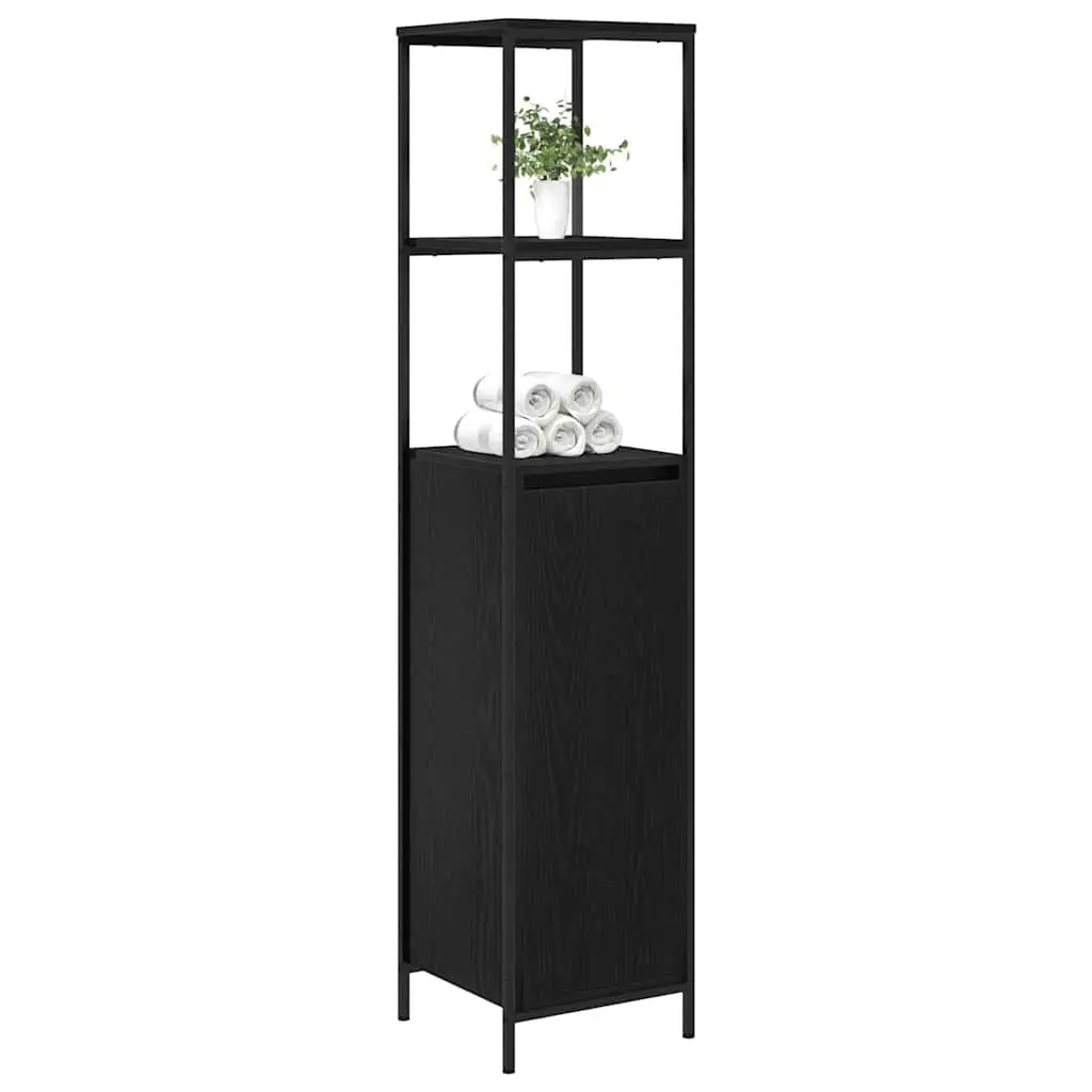 Bathroom Vanity Cabinet Black Oak Storage Organiser 36x35x165cm