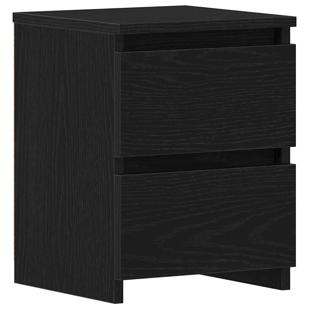 Bedside Cabinet Black Oak Storage Drawer Table 30x30x40cm