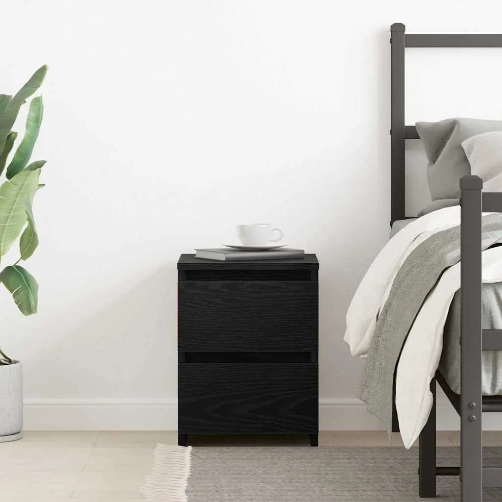 Bedside Cabinet Black Oak Storage Drawer Table 30x30x40cm