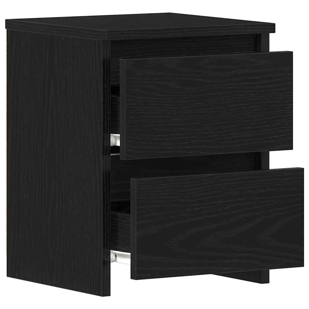 Bedside Cabinet Black Oak Storage Drawer Table 30x30x40cm