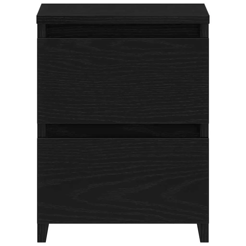 Bedside Cabinet 2 Pieces Black Bedroom Nightstand Storage Drawer Side Table