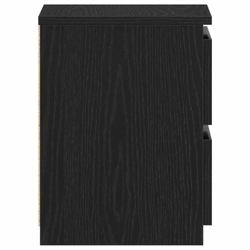 Bedside Cabinet 2 Pieces Black Bedroom Nightstand Storage Drawer Side Table
