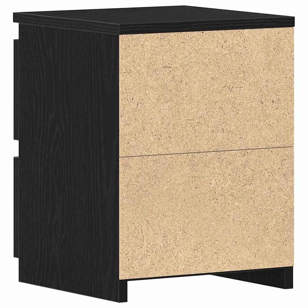 Bedside Cabinet 2 Pieces Black Bedroom Nightstand Storage Drawer Side Table