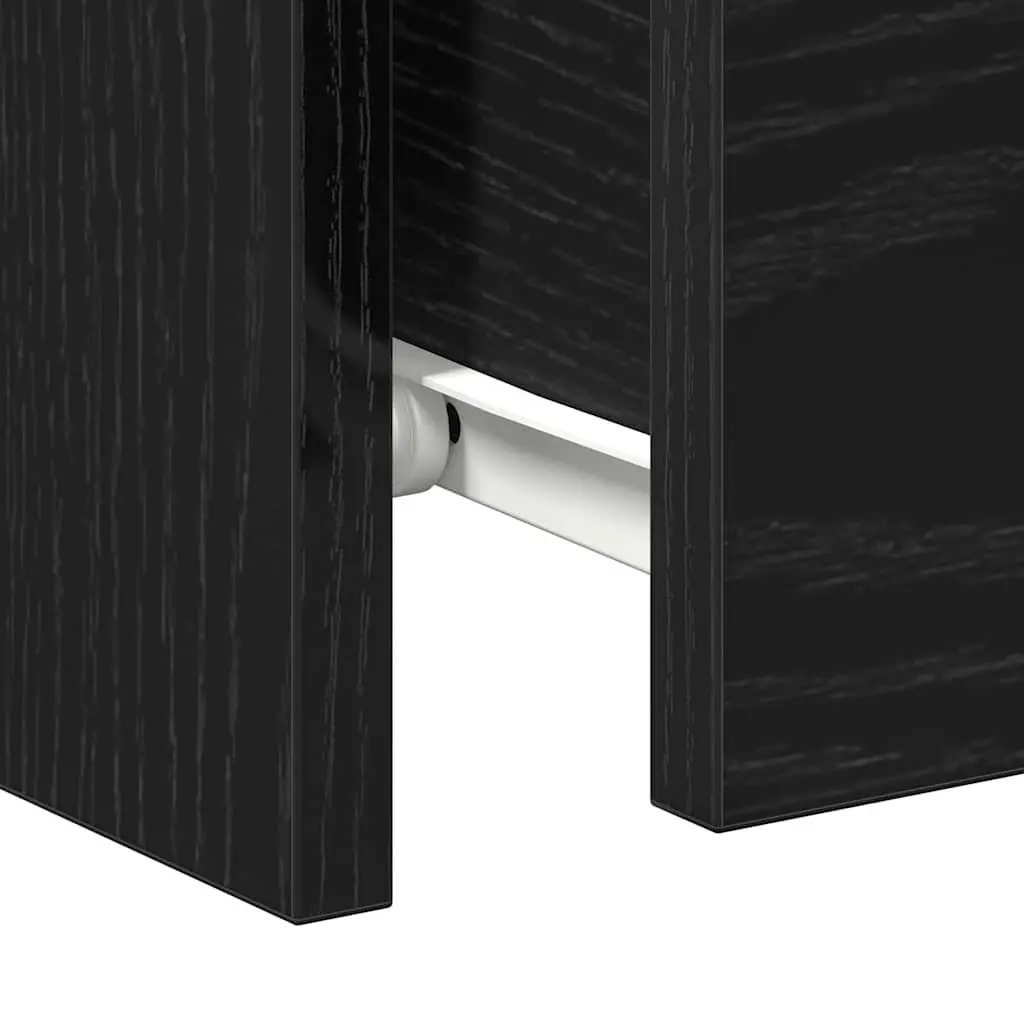 Bedside Cabinet 2 Pieces Black Bedroom Nightstand Storage Drawer Side Table