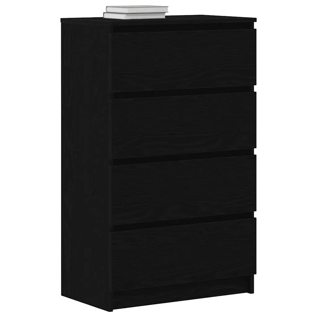 Sideboard Storage Cabinet 60x35x98.5cm Black Oak Engineered Wood