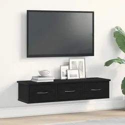 Quality Black Oak Wall Cabinet with 3 Drawer Storage