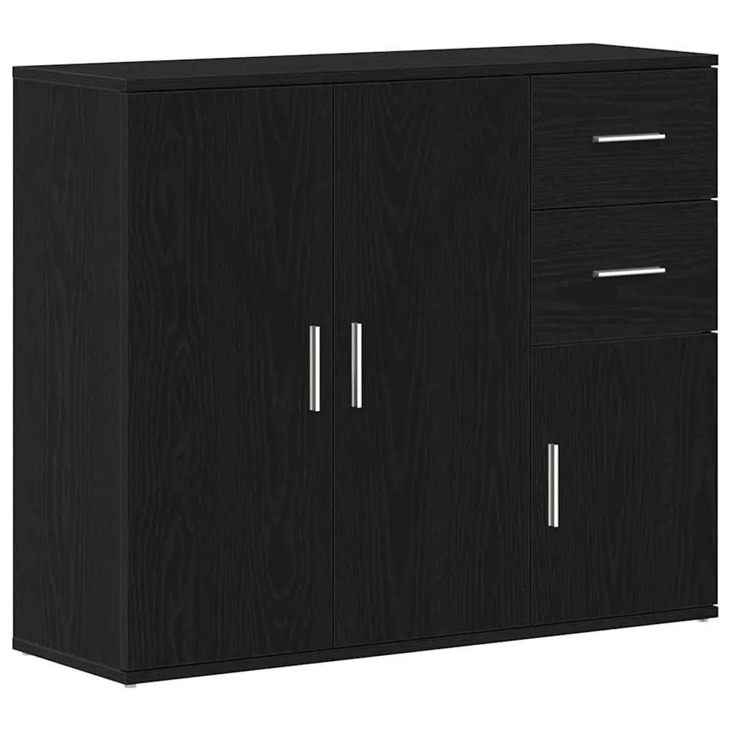 Sideboard Storage Cabinet 91x29.5x75 cm Black Oak Furniture