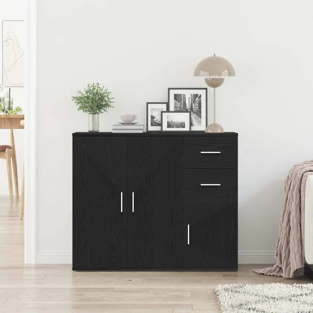 Sideboard Storage Cabinet 91x29.5x75 cm Black Oak Furniture