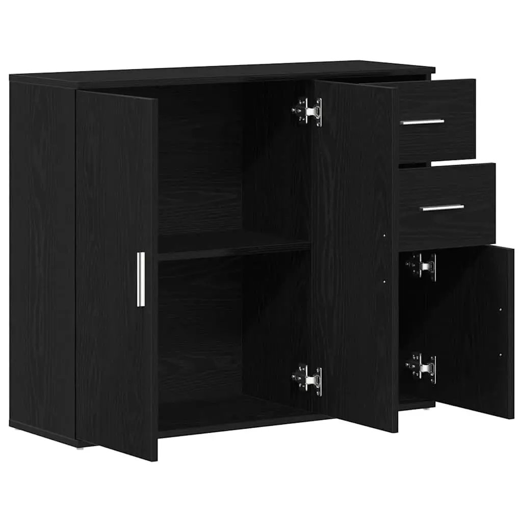 Sideboard Storage Cabinet 91x29.5x75 cm Black Oak Furniture
