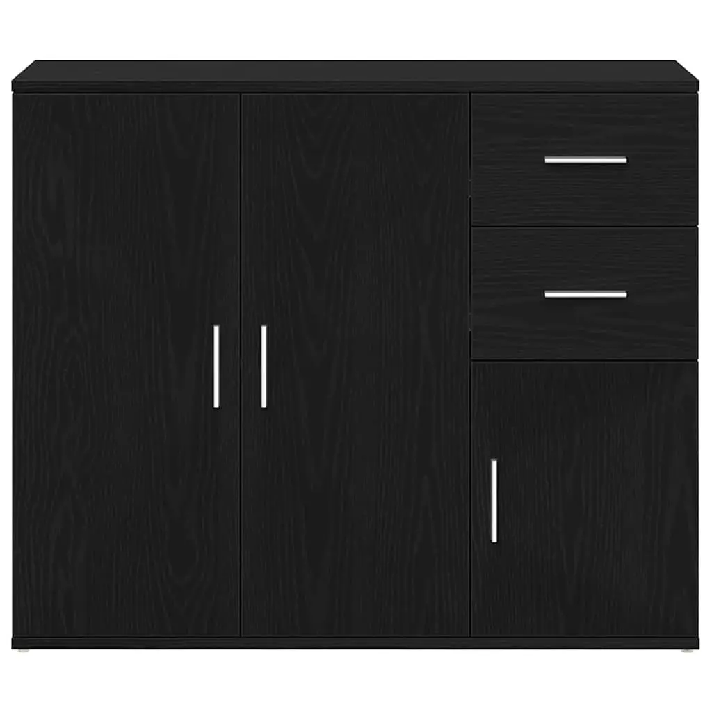 Sideboard Storage Cabinet 91x29.5x75 cm Black Oak Furniture