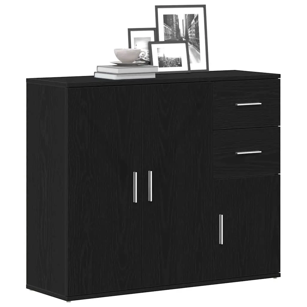 Sideboard Storage Cabinet 91x29.5x75 cm Black Oak Furniture
