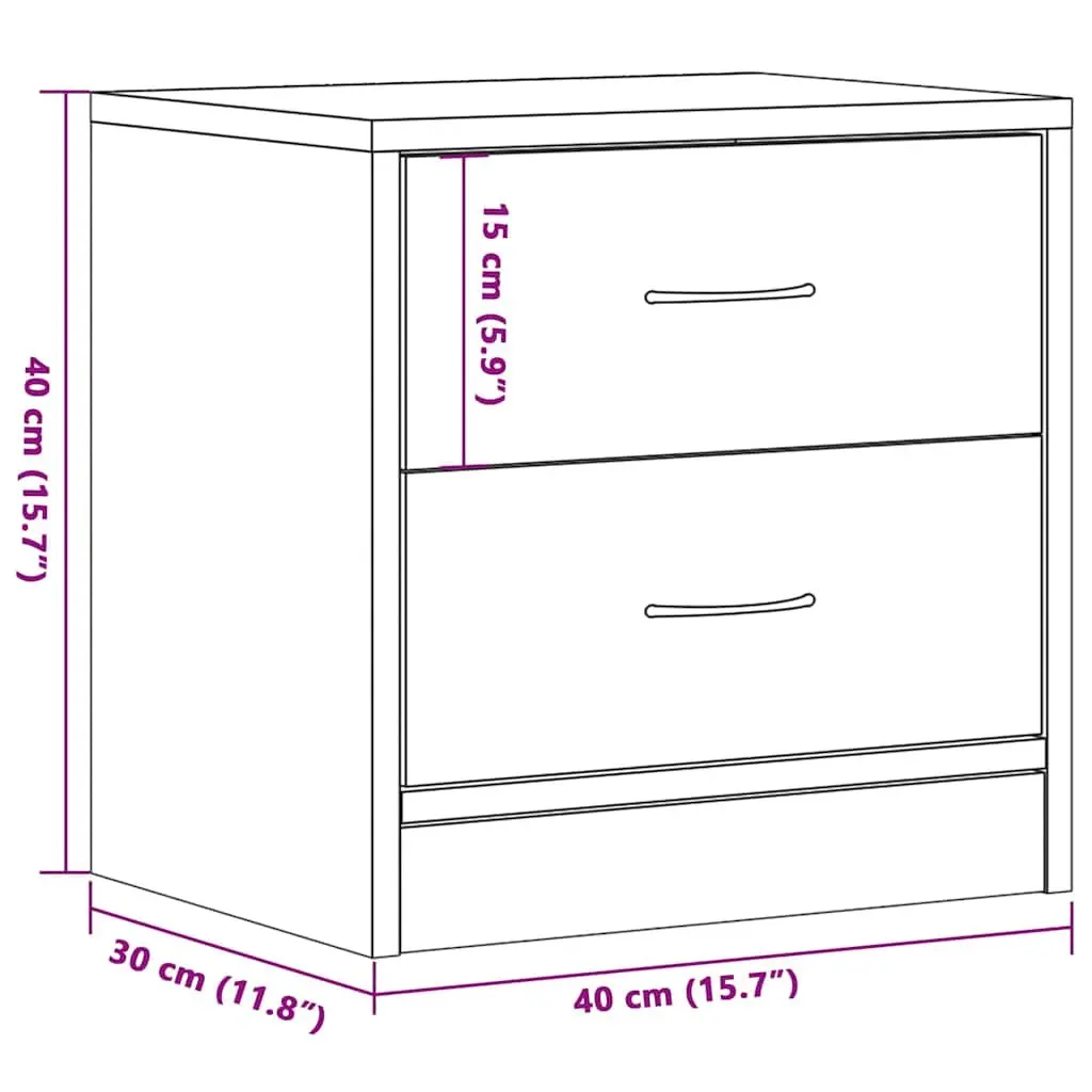 Bedside Cabinet Nightstand Storage Table 40x30x40 cm Black Oak