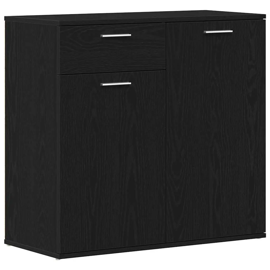 Sideboard Black Oak 80x36x75cm Engineered Wood Storage Cabinet Buffet