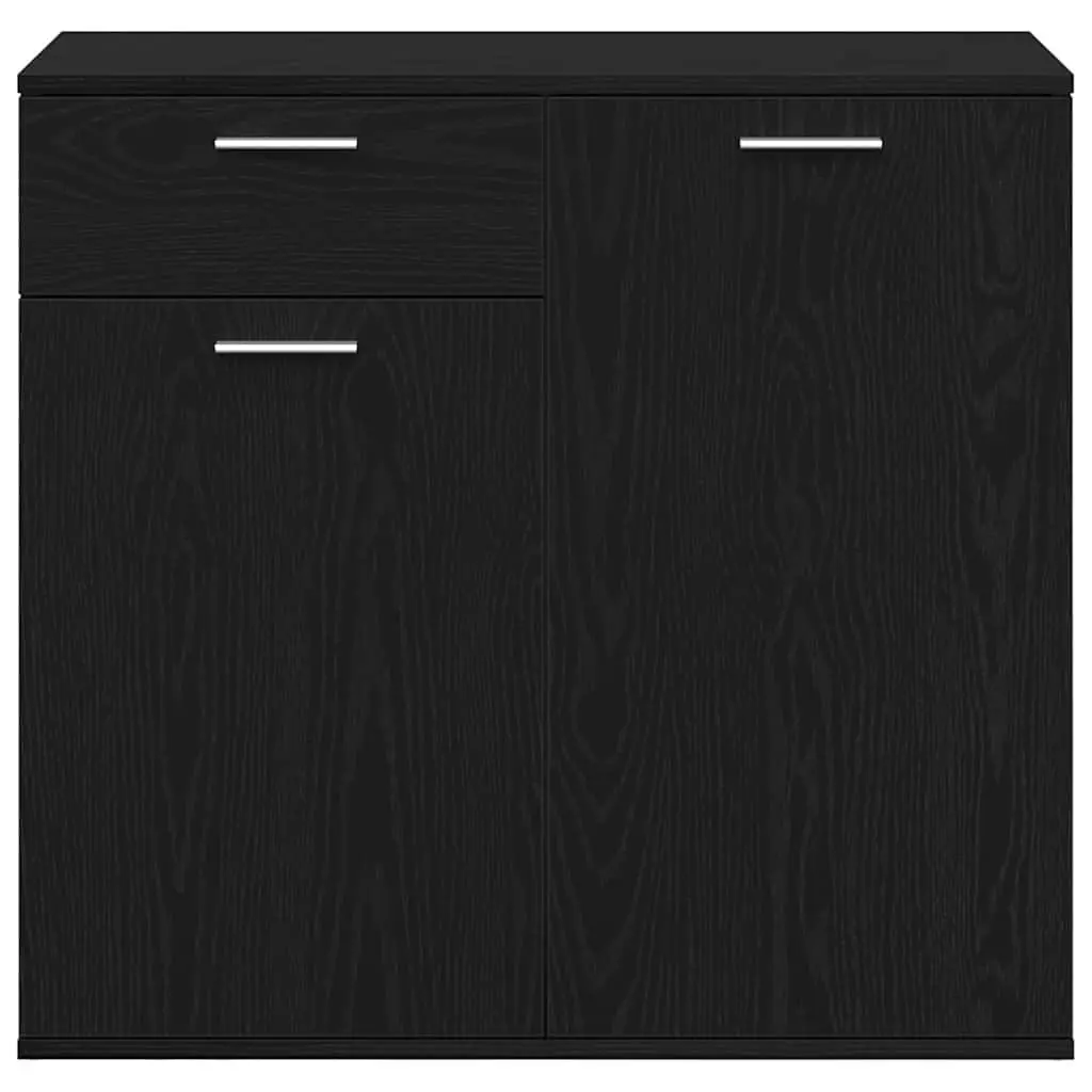 Sideboard Black Oak 80x36x75cm Engineered Wood Storage Cabinet Buffet