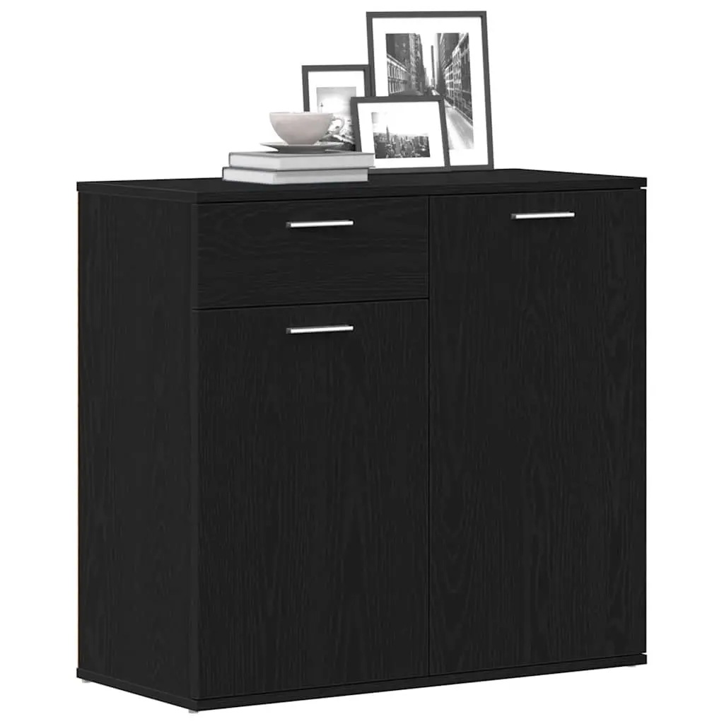 Sideboard Black Oak 80x36x75cm Engineered Wood Storage Cabinet Buffet