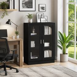 Durable Book Cabinet in Black Oak for Your Space
