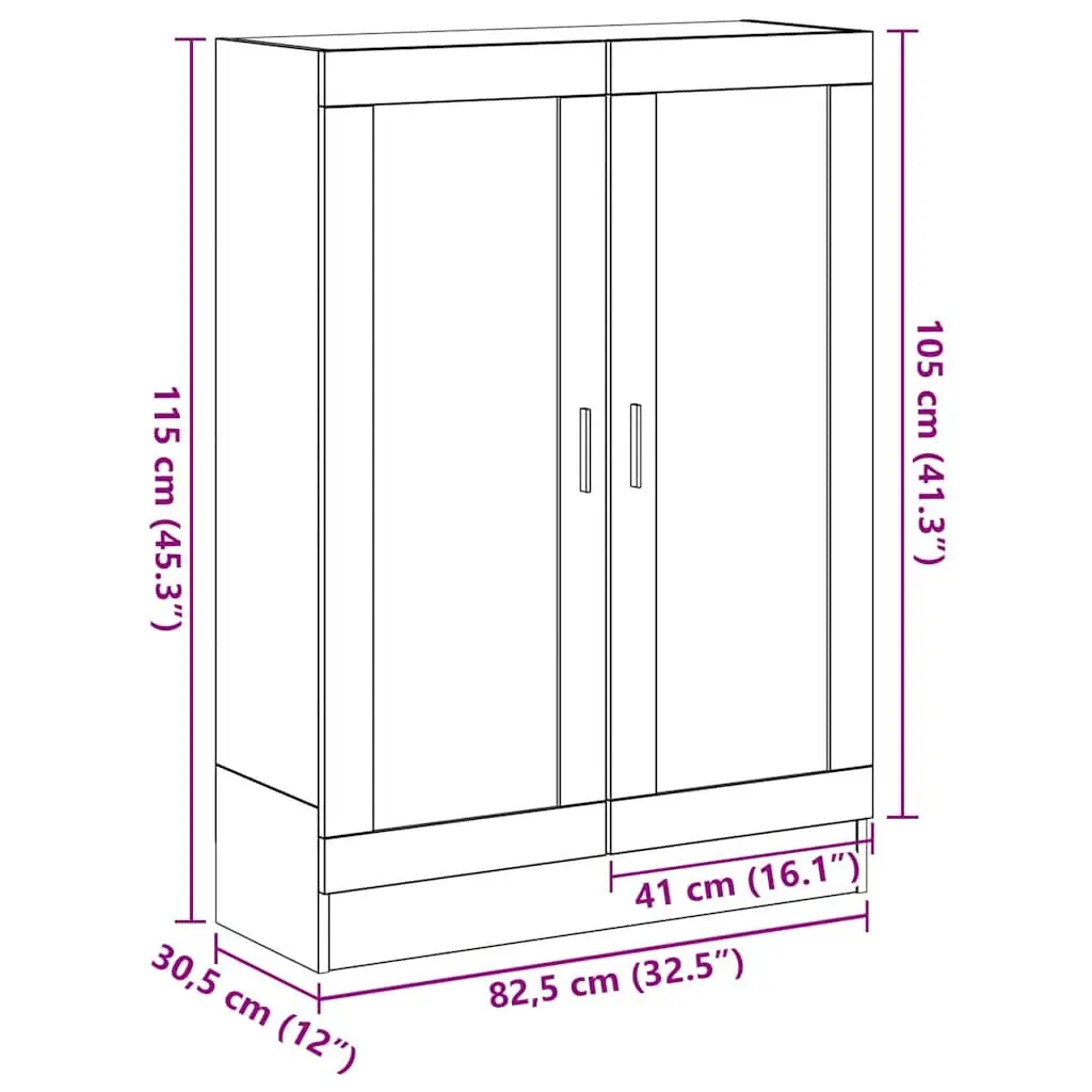 Storage Shelf Book Cabinet Engineered Wood Black Oak 82.5x30.5x115 cm