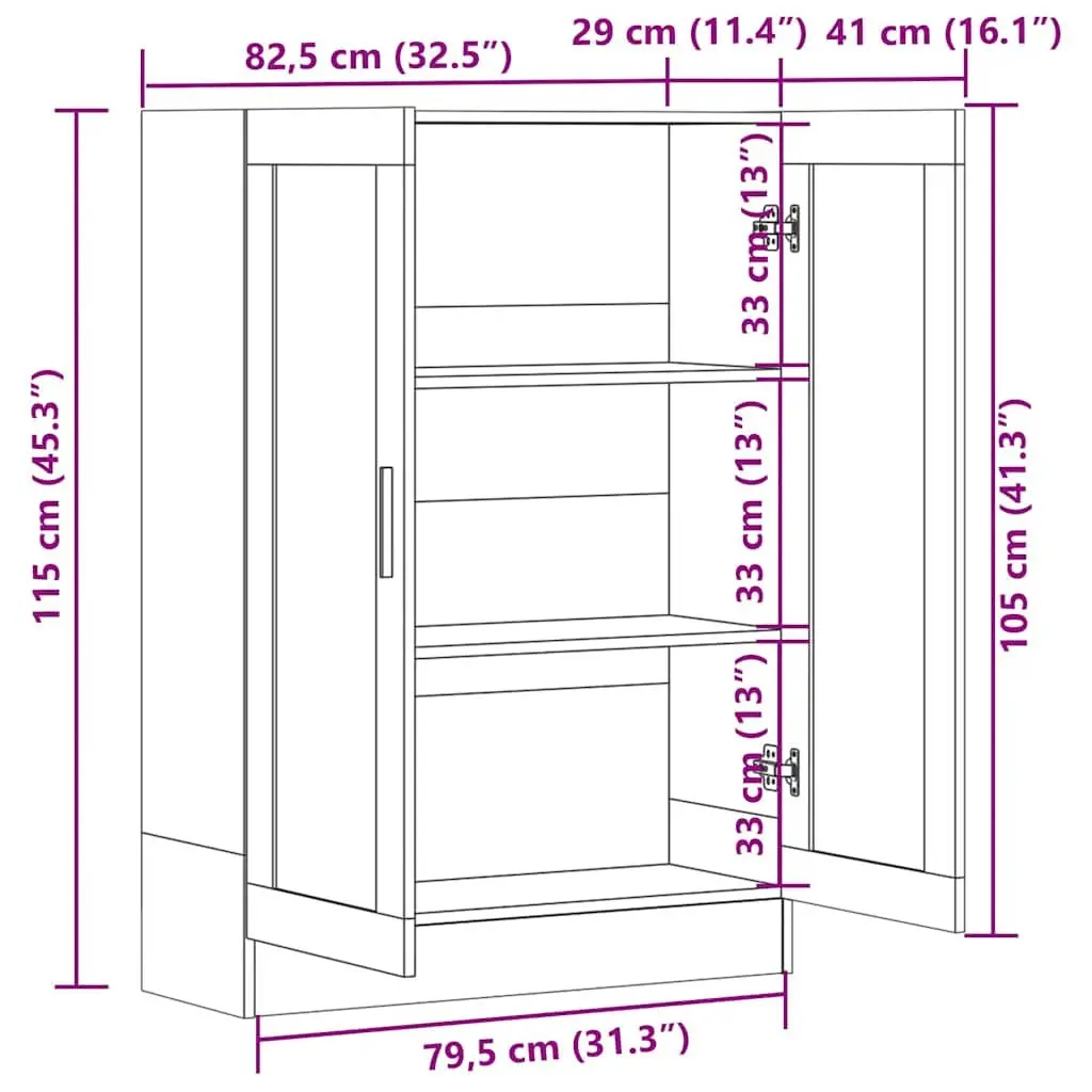 Storage Shelf Book Cabinet Engineered Wood Black Oak 82.5x30.5x115 cm
