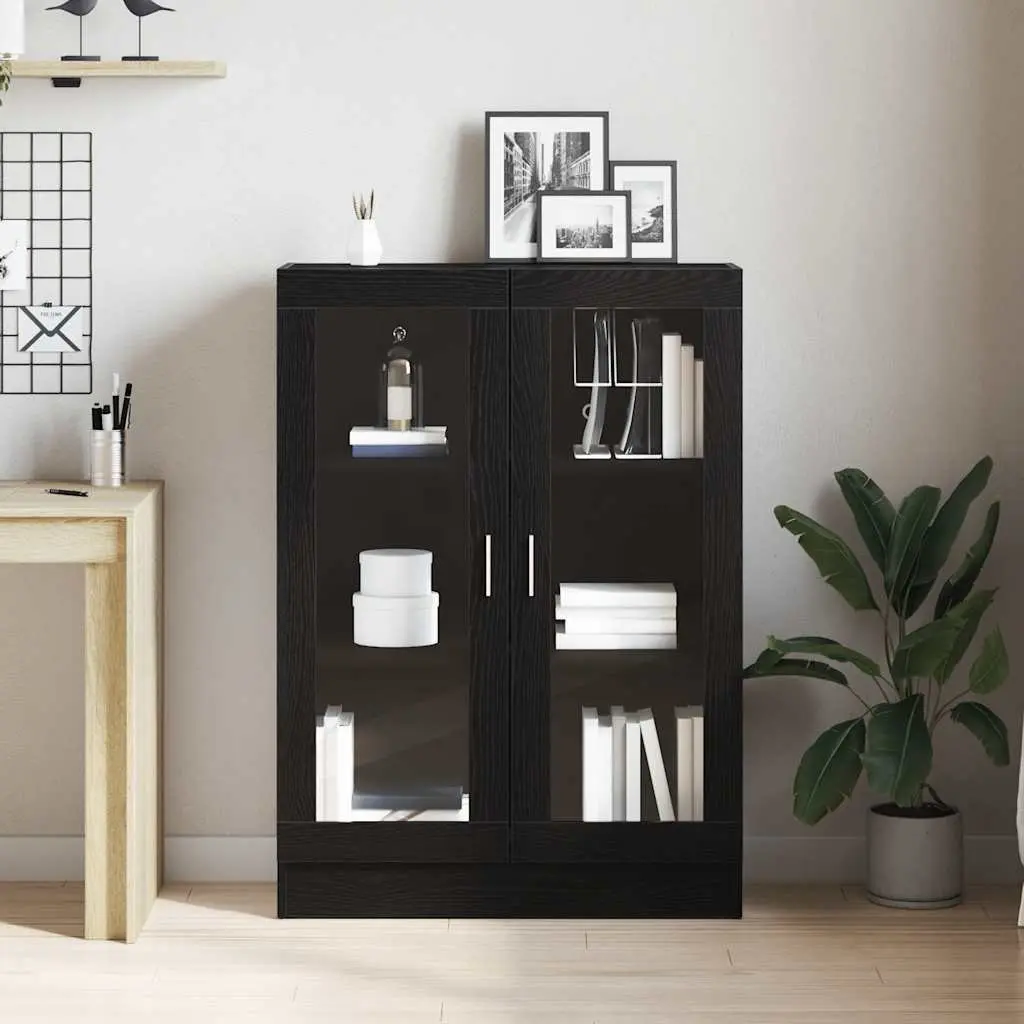 Storage Shelf Book Cabinet Engineered Wood Black Oak 82.5x30.5x115 cm