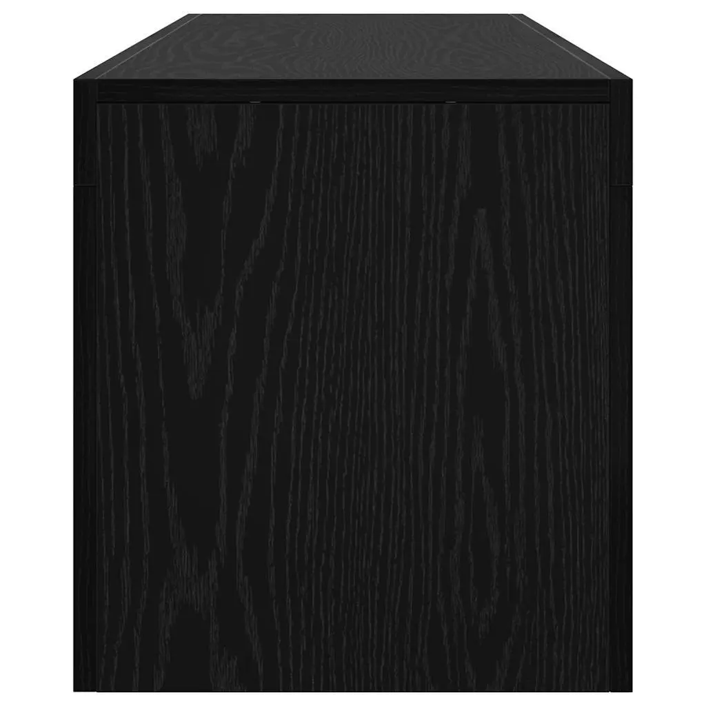 TV Cabinet with RGB LED Lights Black Oak Engineered Wood Storage Unit 140cm