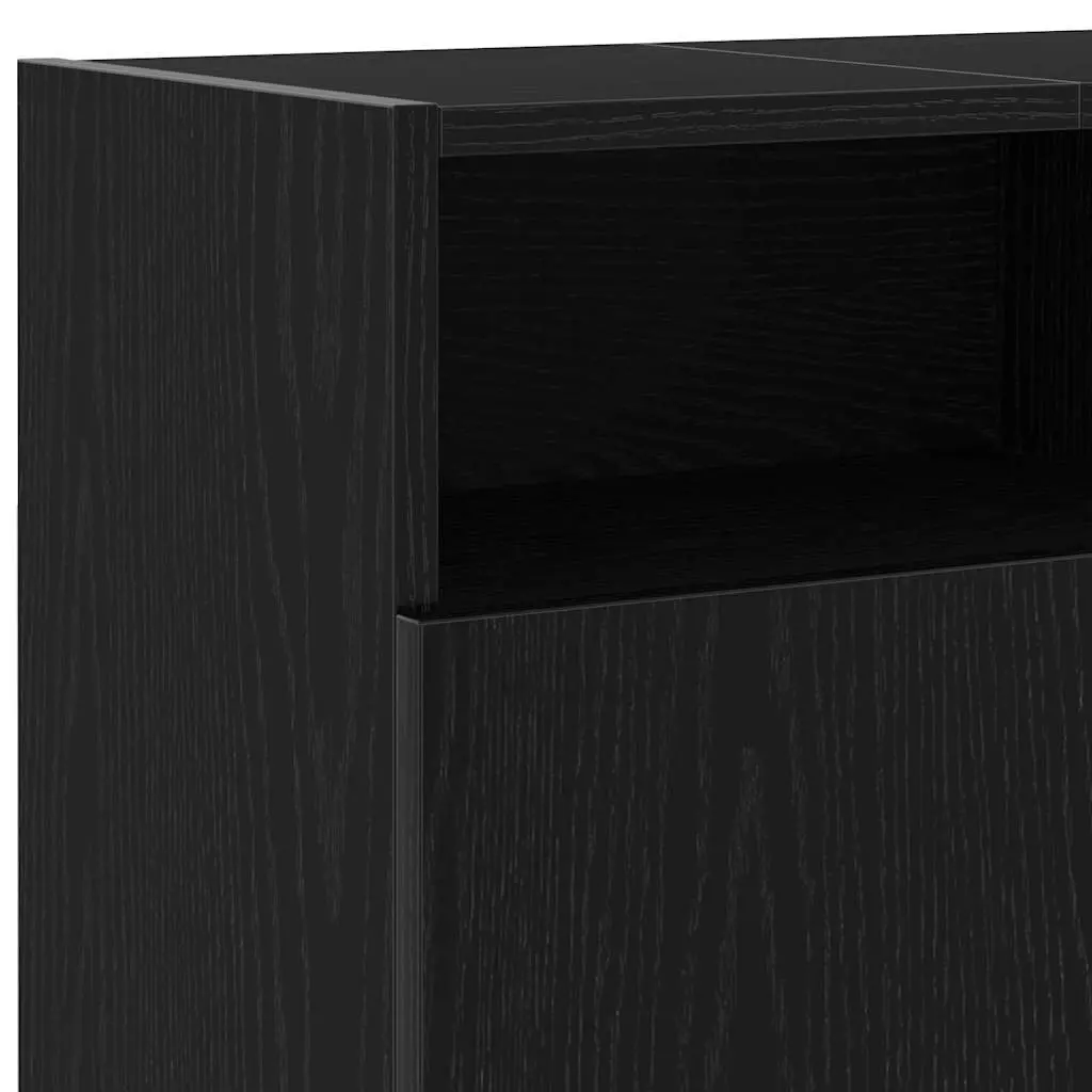 TV Cabinet RGB LED Lights Storage Unit 120cm Black Oak Engineered Wood
