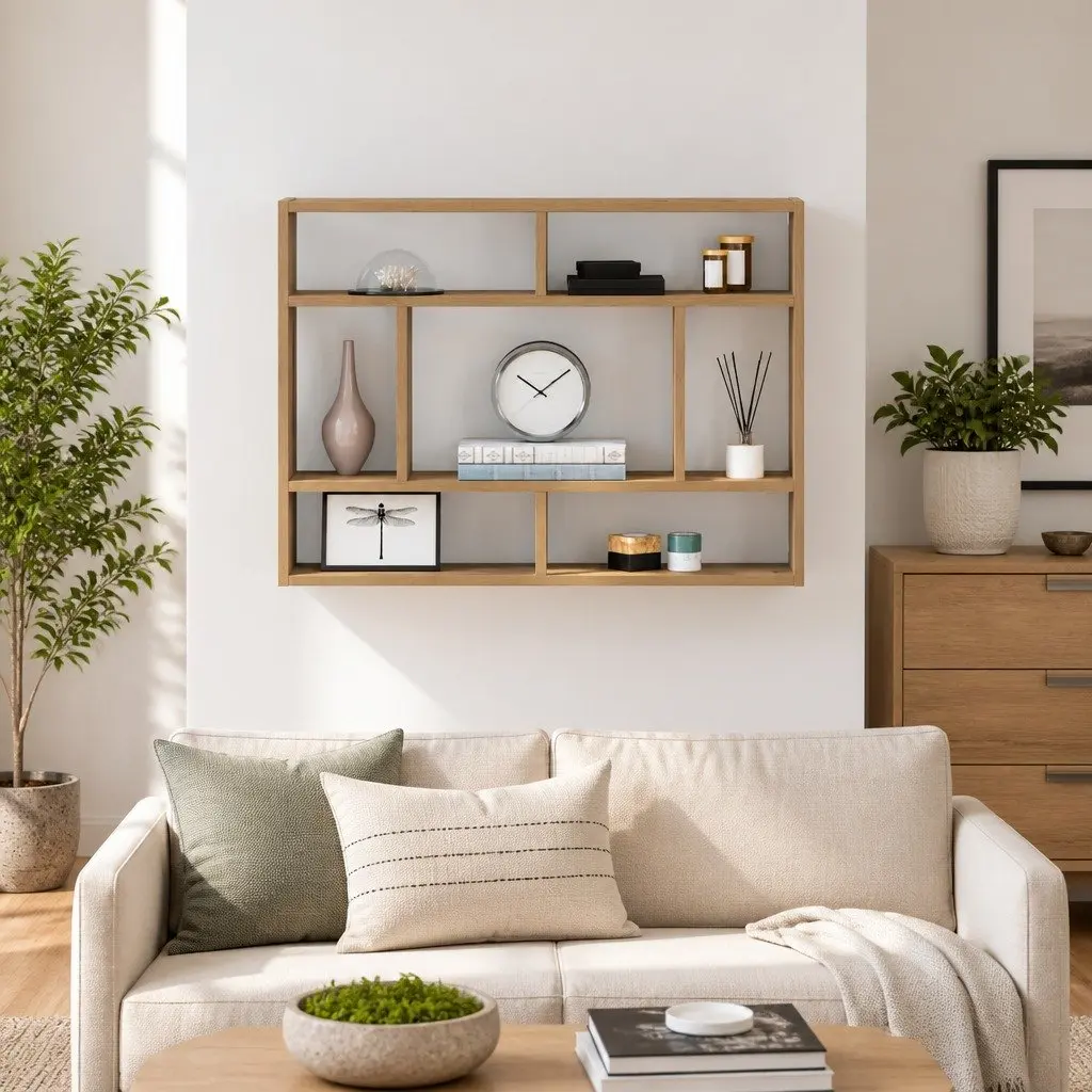 Wall Shelf Floating Storage Organizer Brown Home Decor Display Shelving Unit