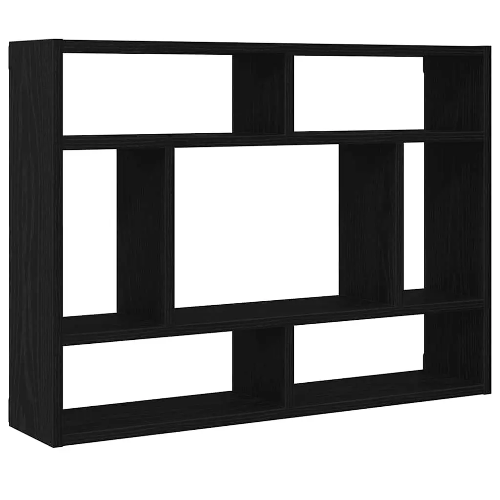 Wall Shelf Black Oak Floating Storage Display Organiser 75 x 16 x 55 cm Home Decor Bedroom