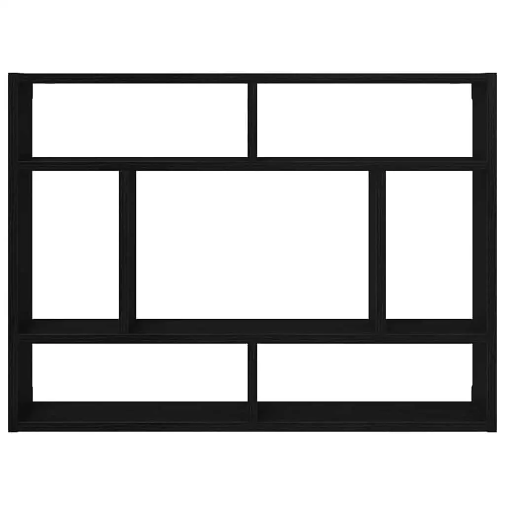 Wall Shelf Black Oak Floating Storage Display Organiser 75 x 16 x 55 cm Home Decor Bedroom