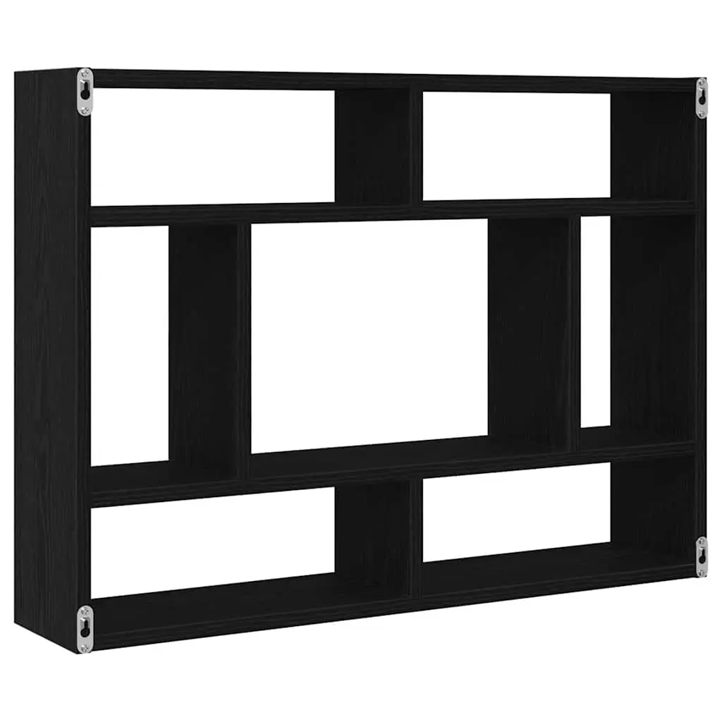 Wall Shelf Black Oak Floating Storage Display Organiser 75 x 16 x 55 cm Home Decor Bedroom