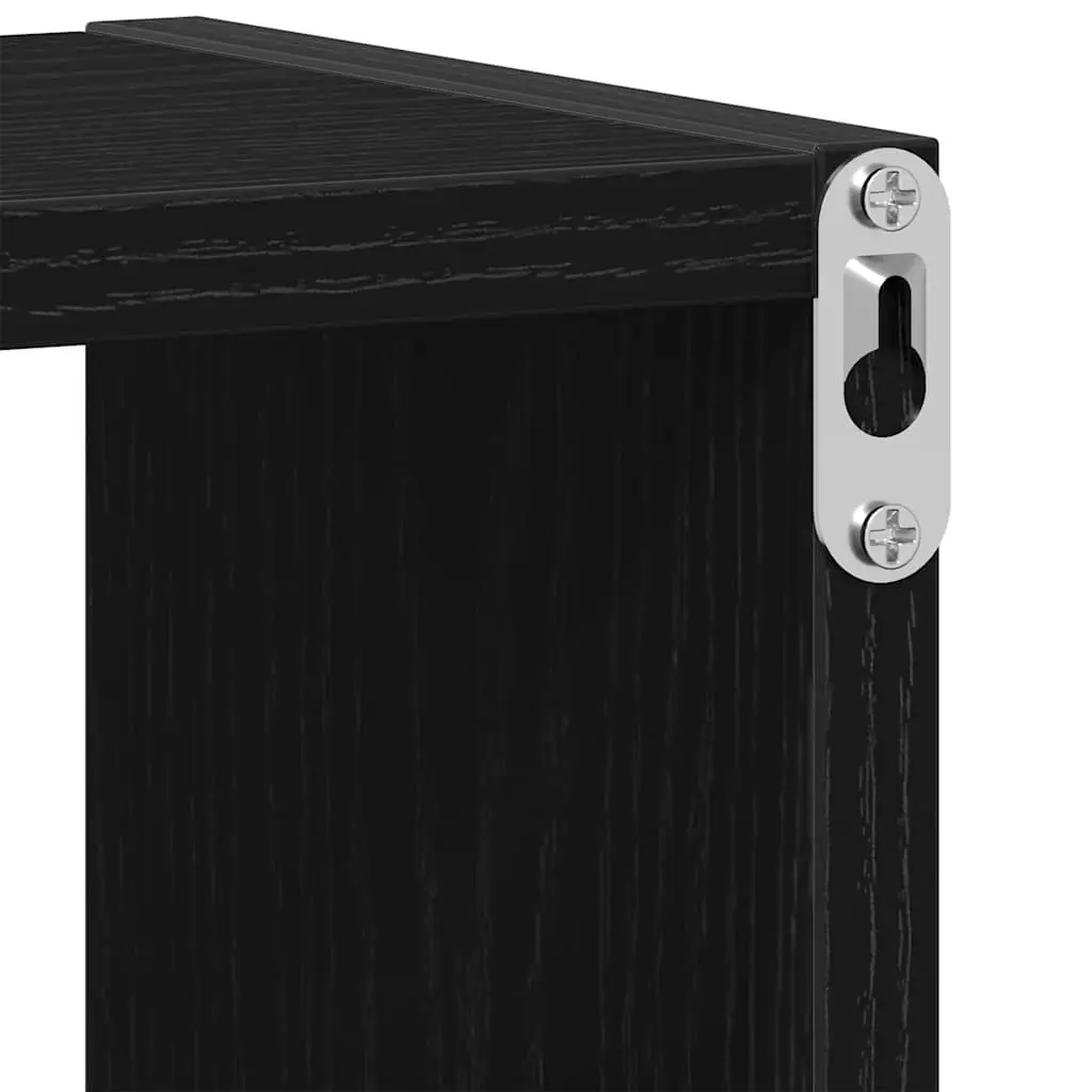 Wall Shelf Black Oak Floating Storage Display Organiser 75 x 16 x 55 cm Home Decor Bedroom