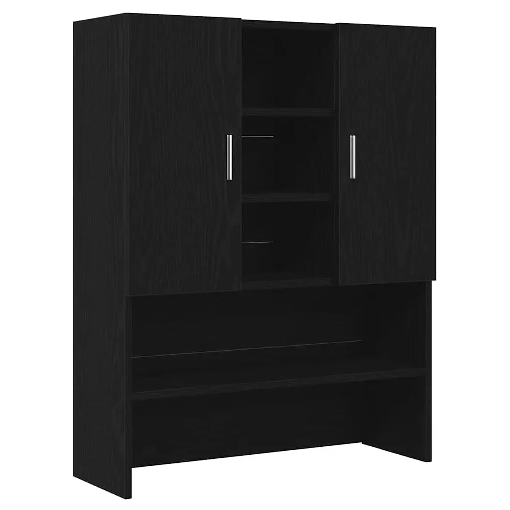 Washing Machine Cabinet Storage Organiser 70.5 x 25.5 x 90 cm Black Oak