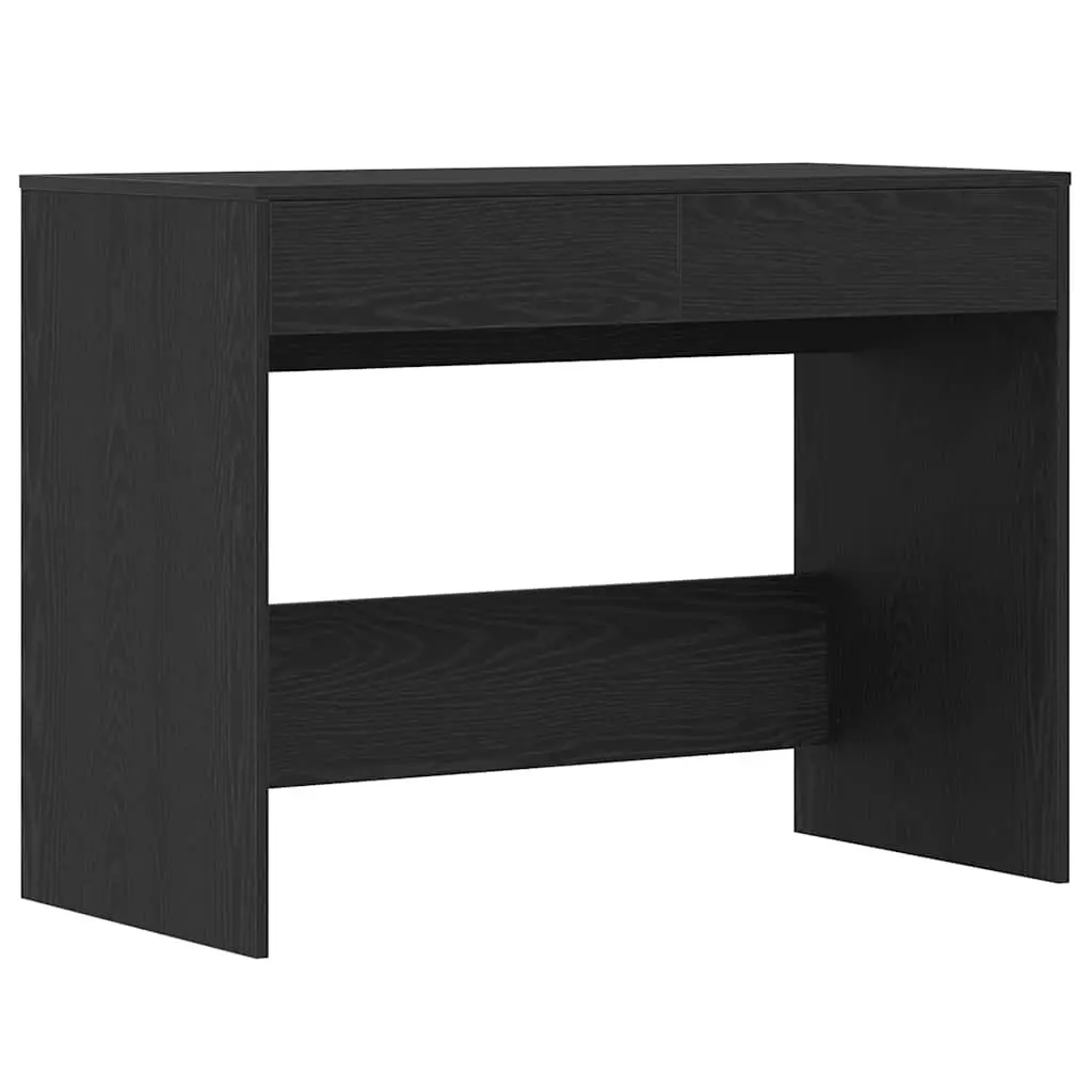 Black Oak Office Desk with 2 Drawers Storage Computer Workspace 101x50x76.5cm
