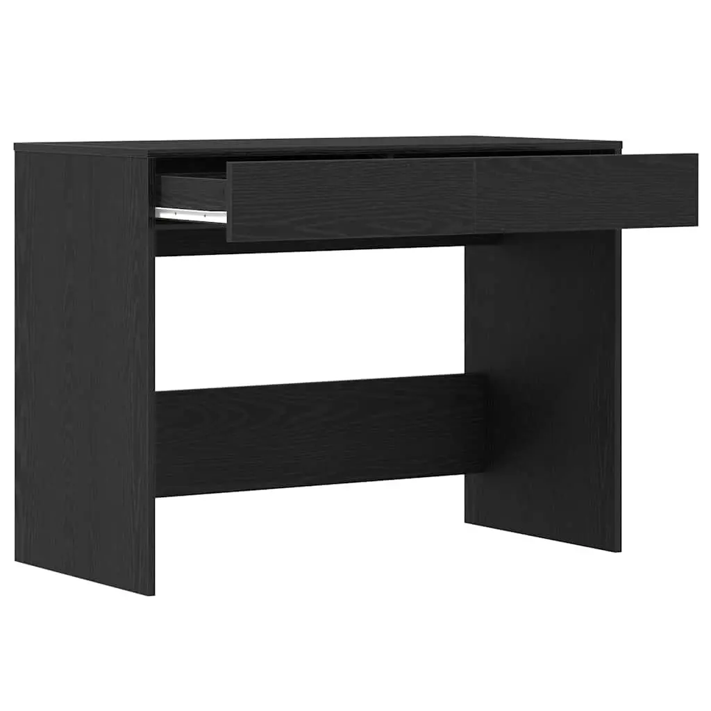 Black Oak Office Desk with 2 Drawers Storage Computer Workspace 101x50x76.5cm