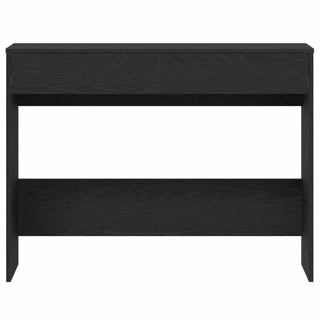 Black Oak Office Desk with 2 Drawers Storage Computer Workspace 101x50x76.5cm