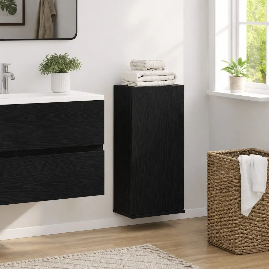 Bathroom Cabinet Wall-mounted Storage Unit 32 x 20 x 67 cm Black Oak Engineered Wood
