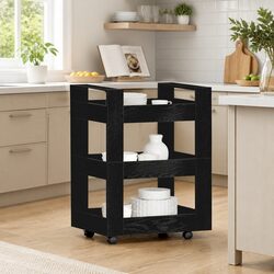 Functional Black Kitchen Trolley, Compact and Efficient