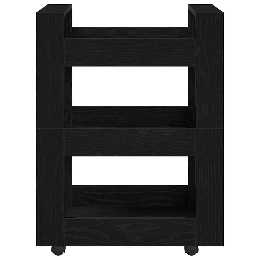 Kitchen Trolley Black 60 x 45 x 80 cm Engineered Wood Cart with Castors