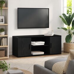 Durable Modern TV Cabinet in Black Oak 100x35x40cm