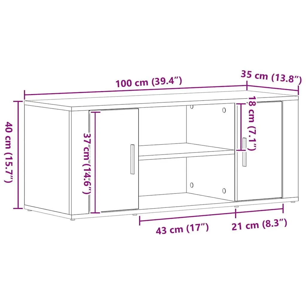 TV Cabinet in Black Oak 100x35x40cm