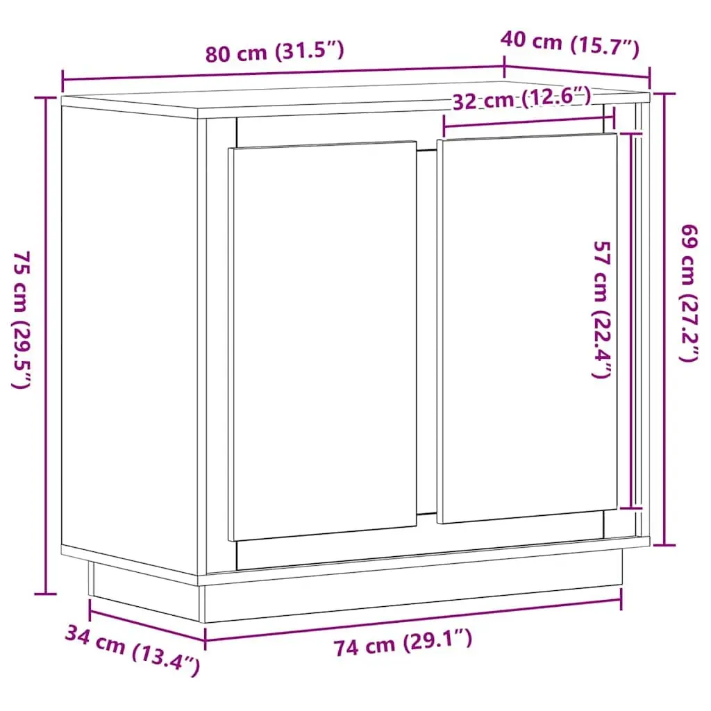 Sideboard Storage Buffet Cabinet Engineered Wood Brown 80x40x75 cm