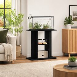 Aquarium Stand 3-Tier Fish Tank Display Cabinet Black Oak Storage Furniture